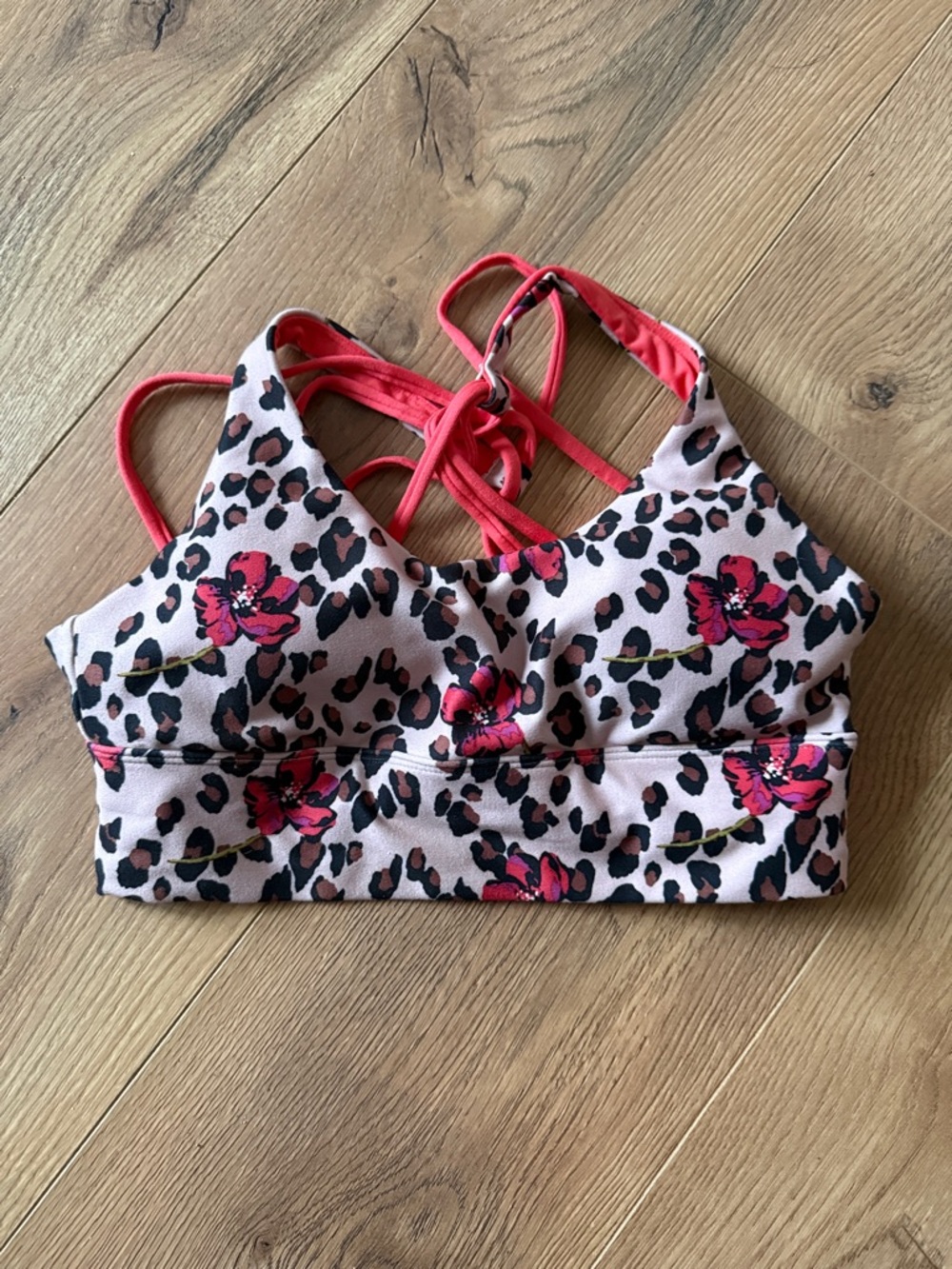 Wildfox Pink Leopard Floral Strappy Bralette